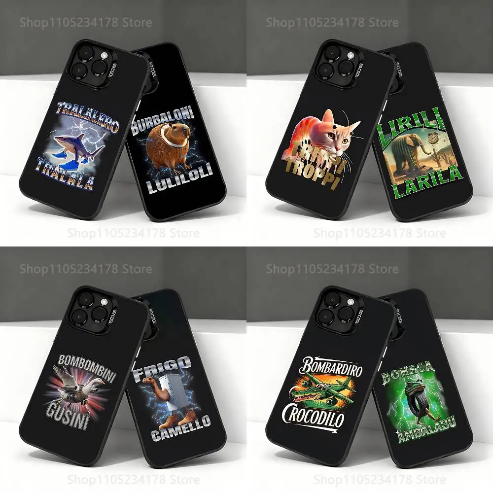 

B-Brainrot Animal Tralalero Phone Case For iPhone 17,16,15,14,13,12,11,Pro,Max,Plus,E,Air,Mini Black IMD Cover