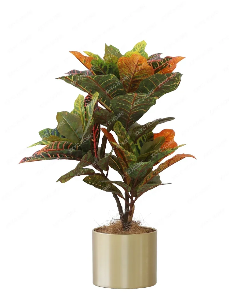 Living Room High-End Simulation Plant Decoration Indoor Codiaeum Variegatum Potted Colorful