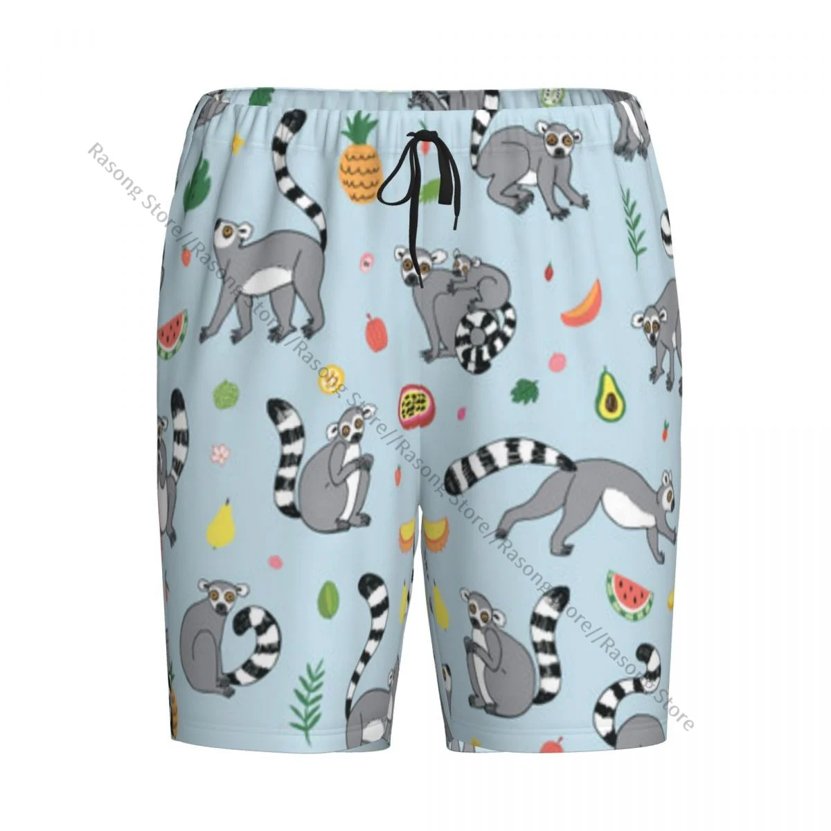 

Summer Shorts Pajamas for Men Cute Lemurs Illustration Loose Soft Short Pajama Pants