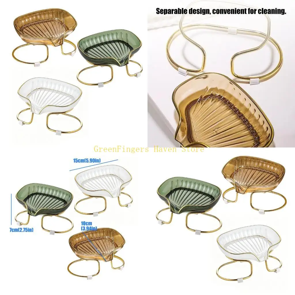 

F68D 3Pack Elegant Soap Dish Auto-Draining Nonslip Soap Holder For Bathroom Shower Kitchen Sink Soap Storage