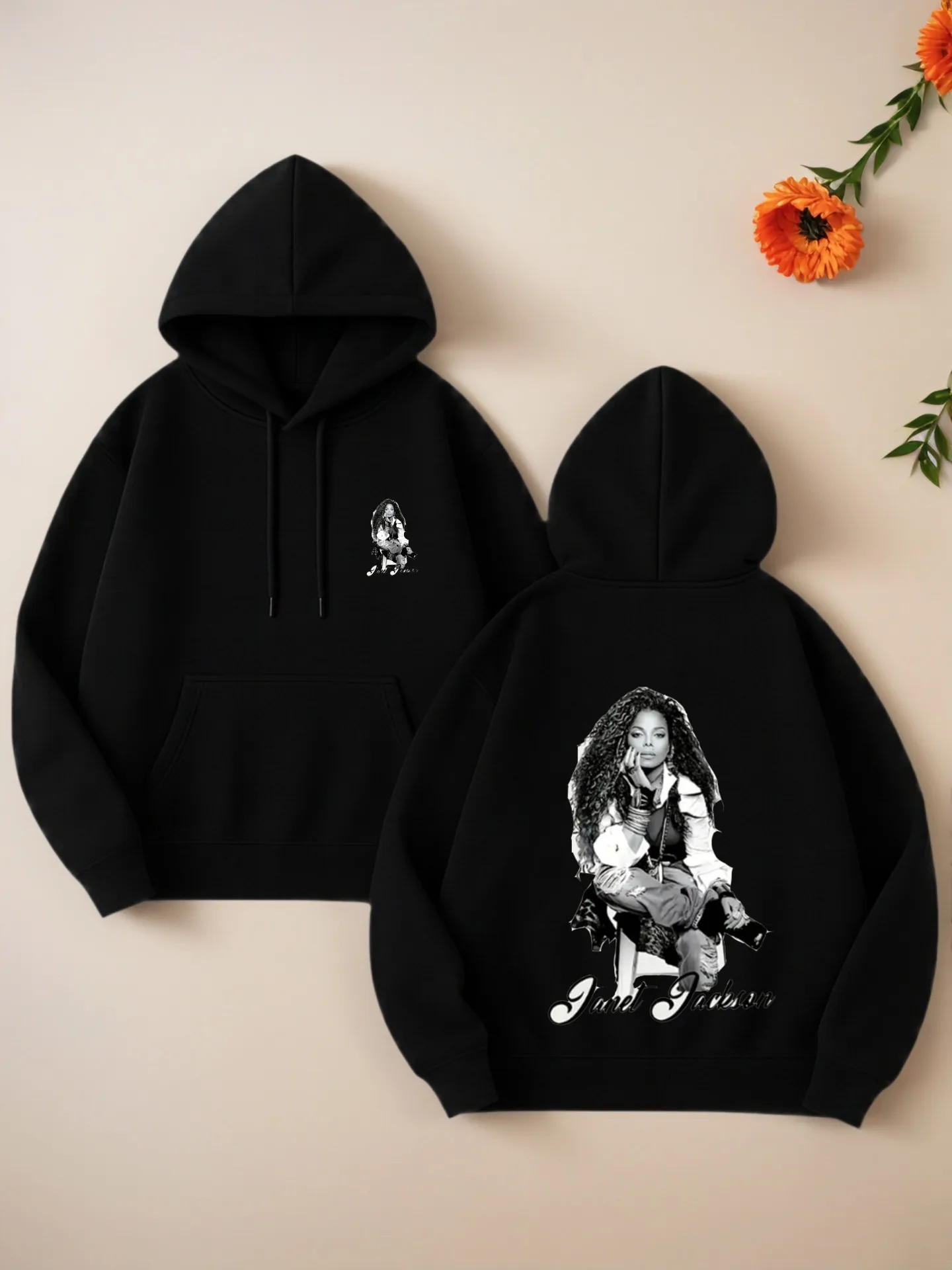 

Толстовка с графическим принтом Janet Jackson Essential, эстетичная уличная одежда, смесь хлопка, повседневная повседневная одежда для женщин