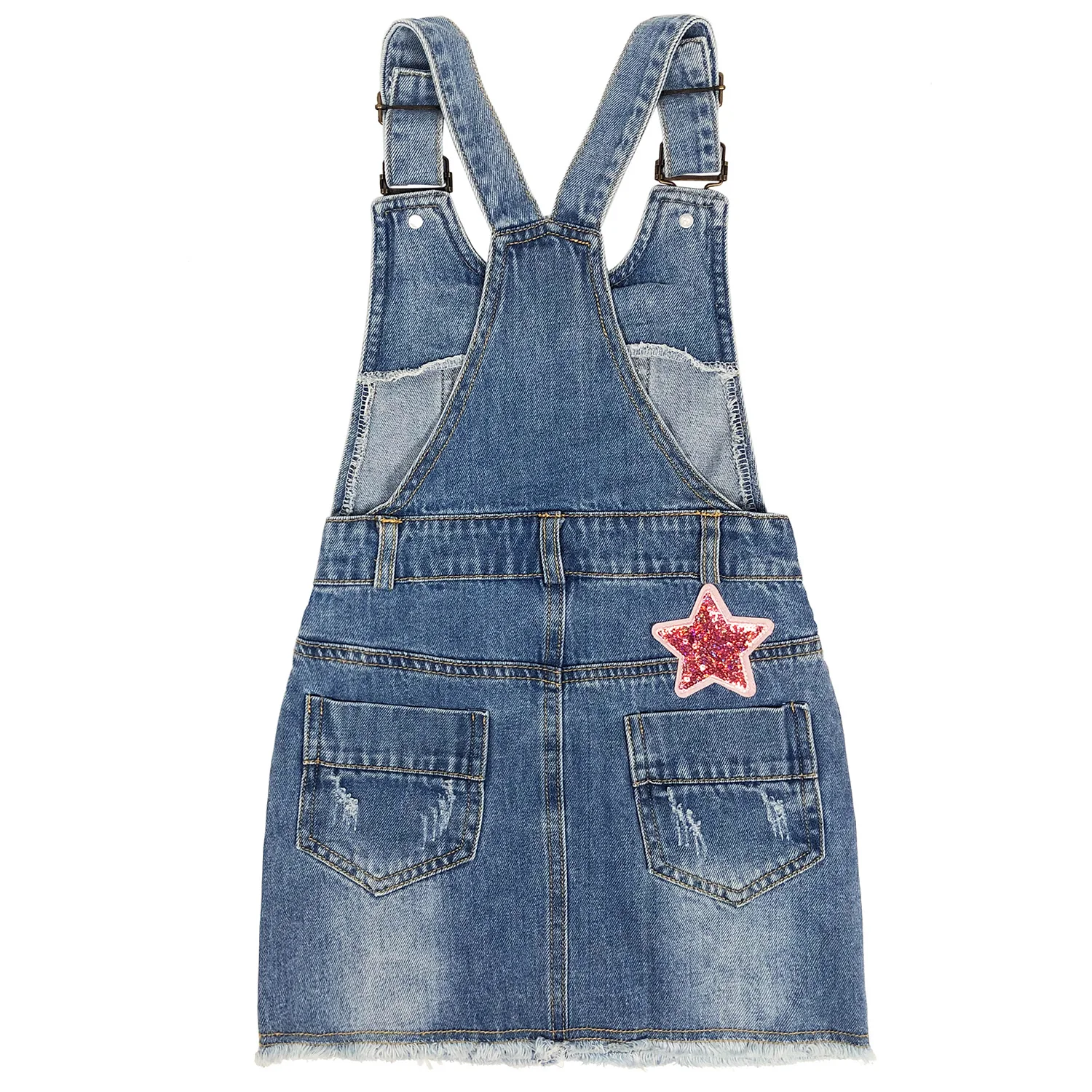 Girls Denim Overalls Children Embroidery Strap Skirt Rompers Kids Butterfly Tulle Skirt Jumpsuit 4-10Years