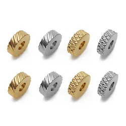 30pcs/lot 6mm Stainless Steel Texture Flat Beads Spacer Beads for Bracelets Necklace DIY Jewelry Making Round Charm Accessories