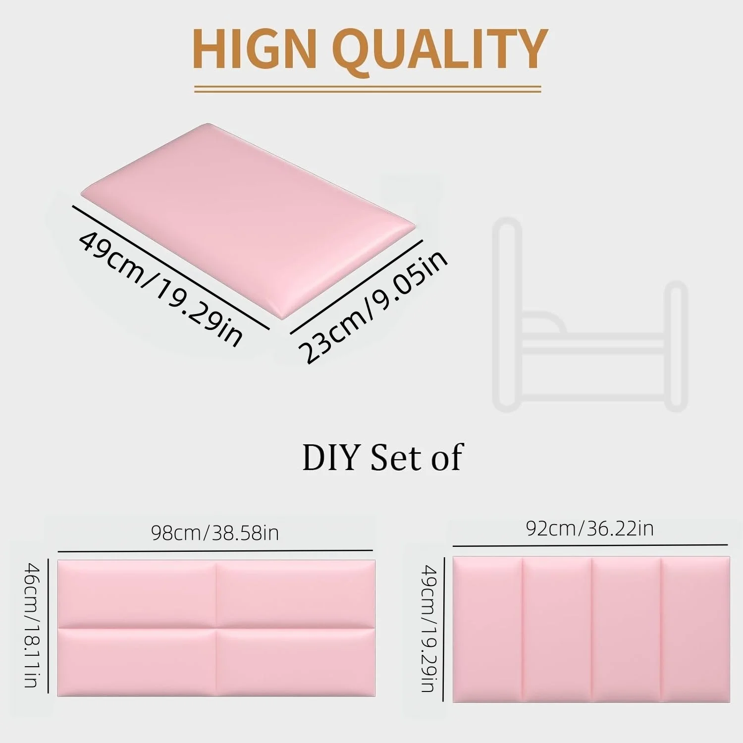1PC/4PCS 23cmX49cm Headboards Wall Panel Self-Adhesive 3D Wall Panels, Upholstered Wall Panel for Bedroom/Living Room