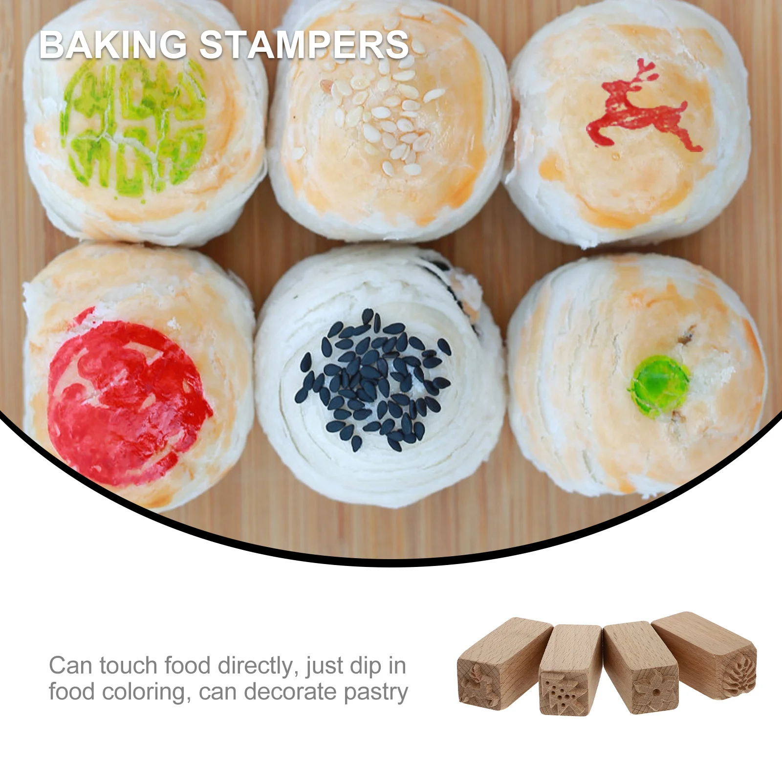 

Alipis 4pcs Pastry Stamp Cupcake Toppers Deer Shape Biscuit Mold Beech Wood Cake Decorating Baking Tools for Dessert