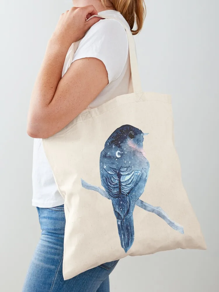 

Galaxy Moon Bird Tote Bag shopper bag women Canvas bag reusable shopping women