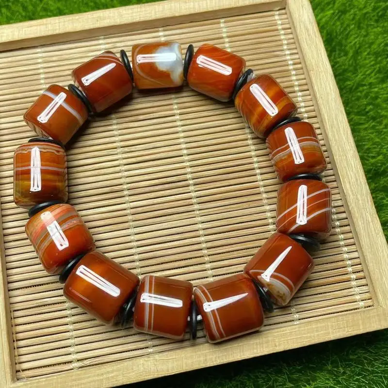 Factory Wholesale First-Hand Supply Zhan Guo Hong Cylindrical bead pillar 10×11mm Bracelet Men and Women