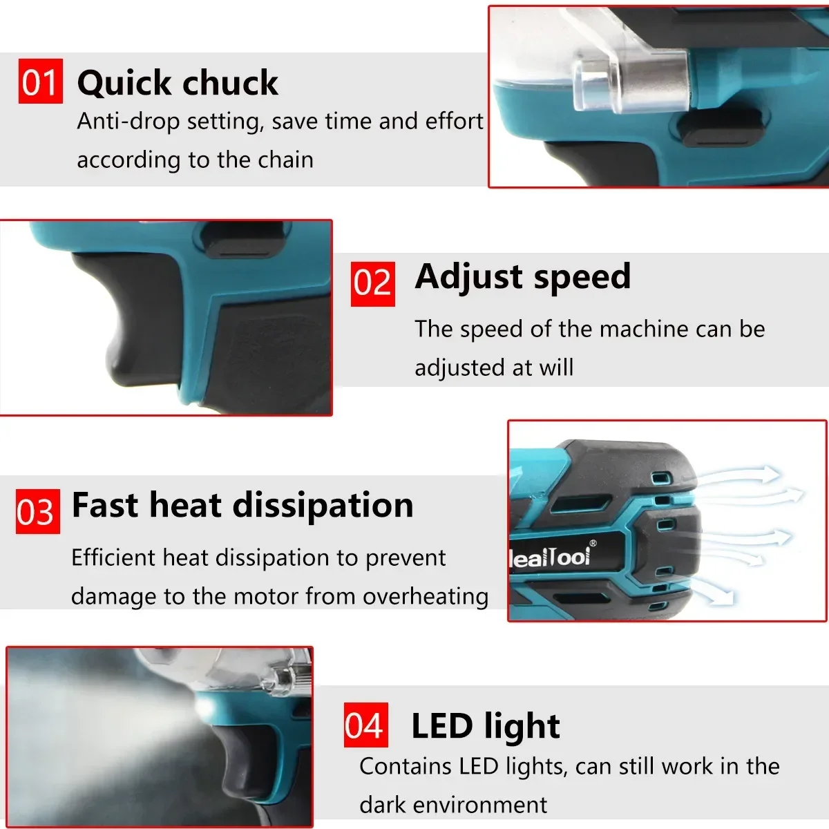 Llave de impacto eléctrica sin escobillas de 18V, taladro manual de 350N.m, herramienta de bricolaje para batería Makita de 18V