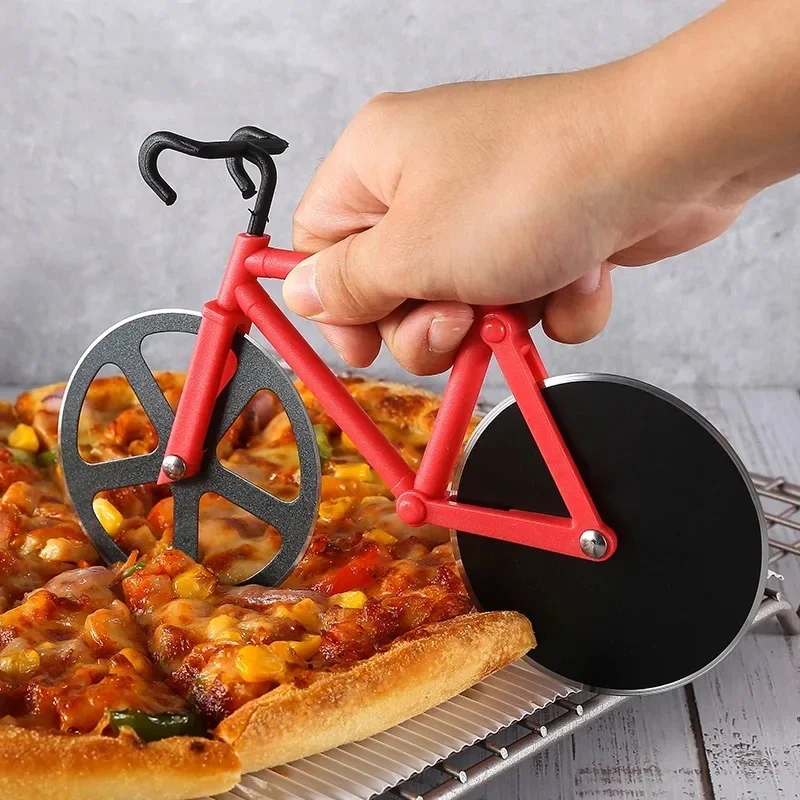 Bicycle-shaped Pizza Cutter Stainless Steel Cutting Wheel Fun Bicycle Pizza Slicer Novelty Kitchen Gadgets