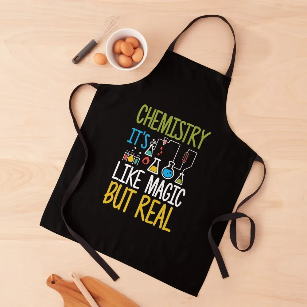 

Funny Chemistry It's Like Magic But Real Science Apron For Kitchen Restaurant Apron