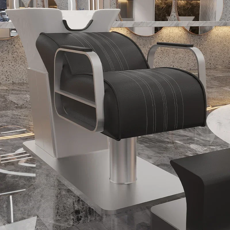 Camas de champú para peluquería nórdica, posición reclinable ligera de lujo, embellecedor, silla de champú, muebles de salón de Spa cómodos Champú FYSB