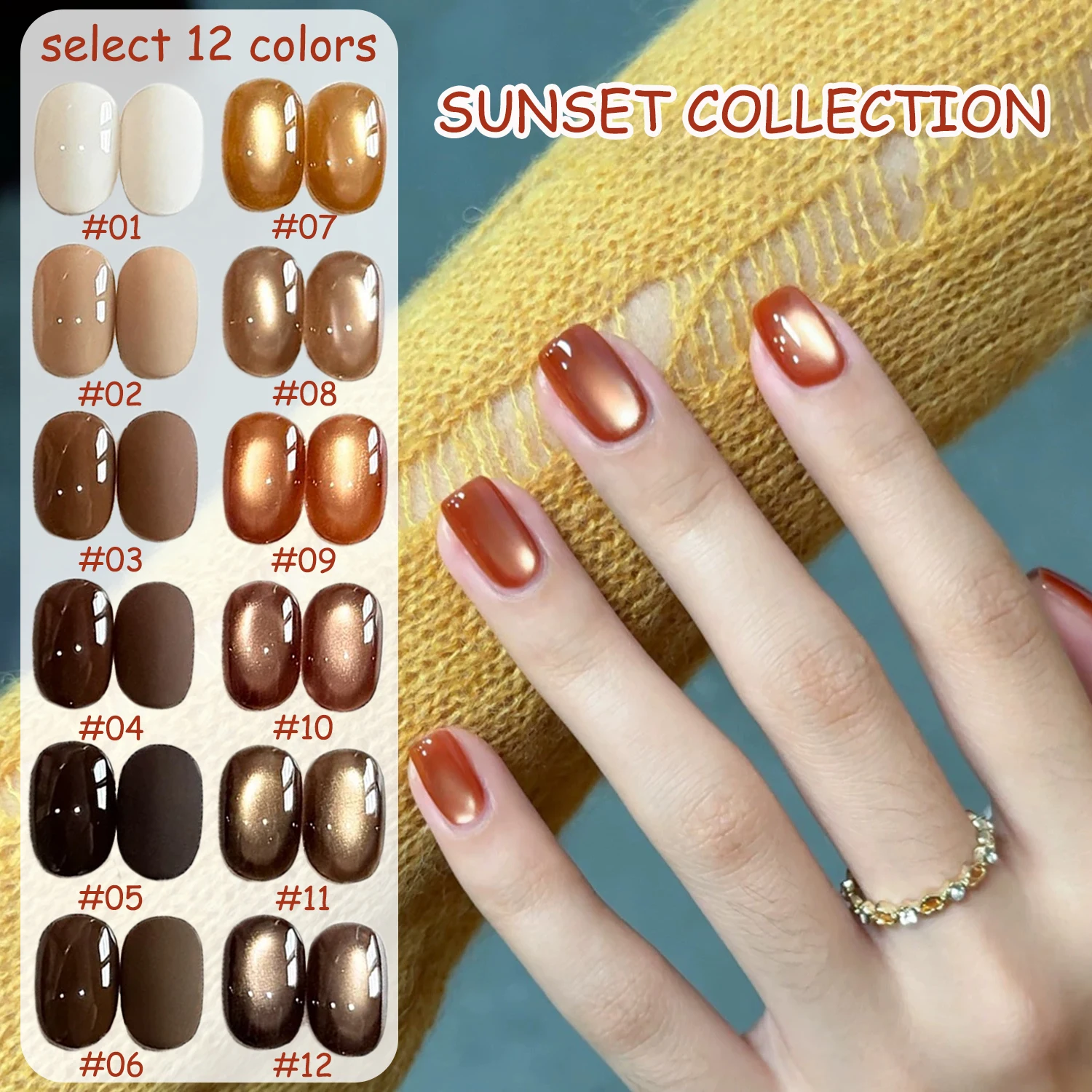 1 قطعة TC ميلاد تبييض الغروب جمع الزجاج حبة القط العين هلام مسمار البولندية 2025 جديد الخريف/الشتاء مسمار الفن نقع قبالة UV/LED