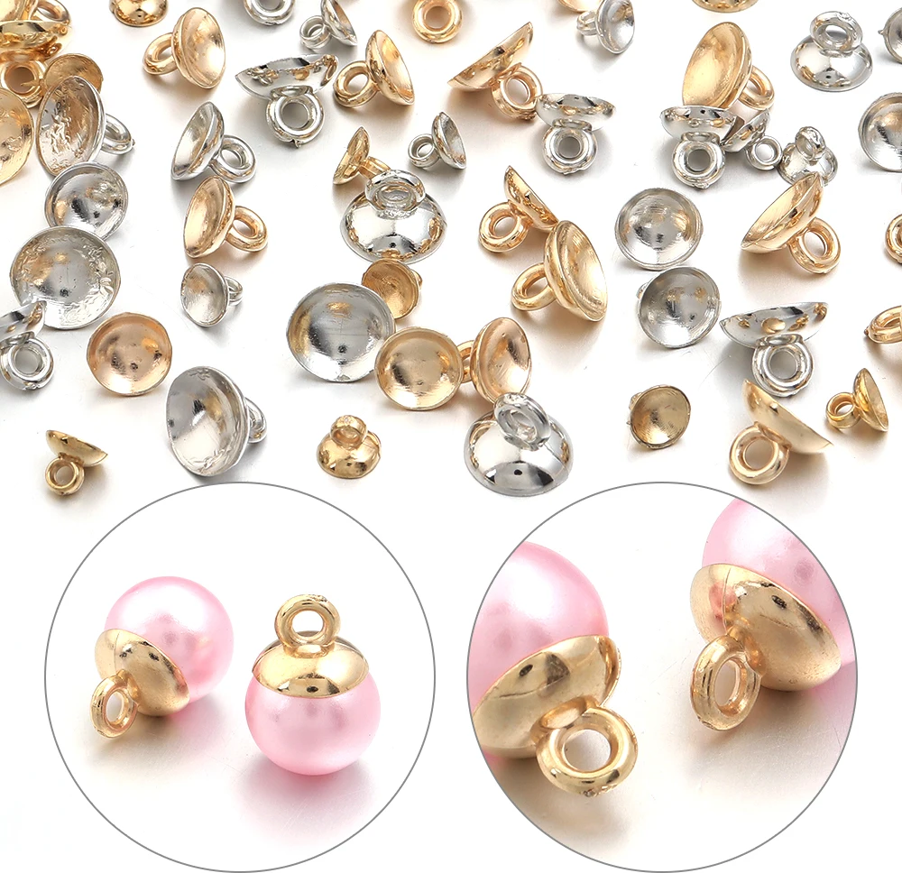 

200Pcs CCB With Suspension Bowl Beads 6/8/10mm End Caps Pearl Beads Charms Pendants for DIY Earrings Necklace Jewelry Making