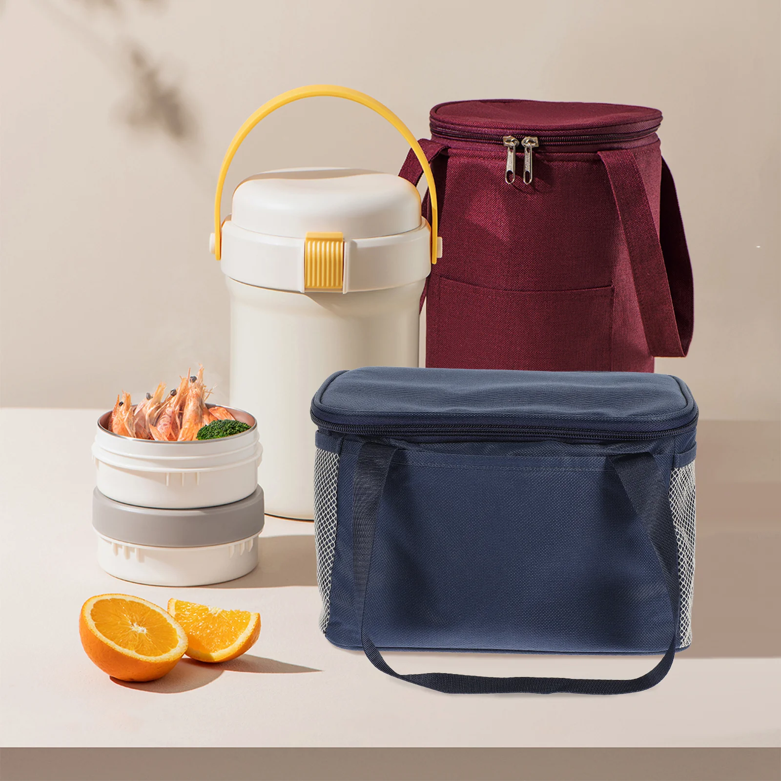 

Insulated Lunch Bag Portable Waterproof Thermal Tote Bag Simple Design Smooth Zipper Closure Worker Picnic Bento Box Insulated