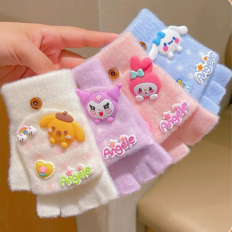 Sanrio Kuromi Cinnamoroll Autumn and winter children's gloves cute girls baby winter thickened warm cartoon boy gloves