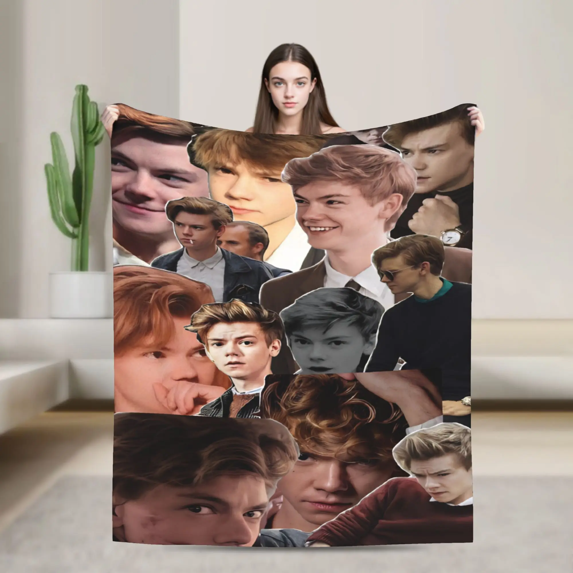 Thomas Brodie-Sangster Blankets Lightweight Thin Fleece Healing Gifts  Throw Blankets Plush Thin Quilt