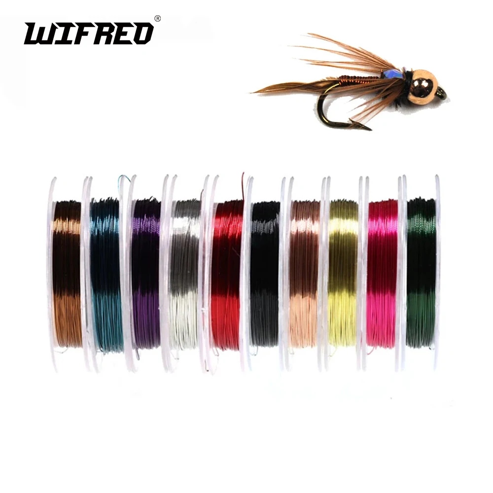 Wifreo 10szt wiązanie muchowe drut miedziany 0.3mm X 10m Midge Larve nimfa ściągacz materiał muchowy
