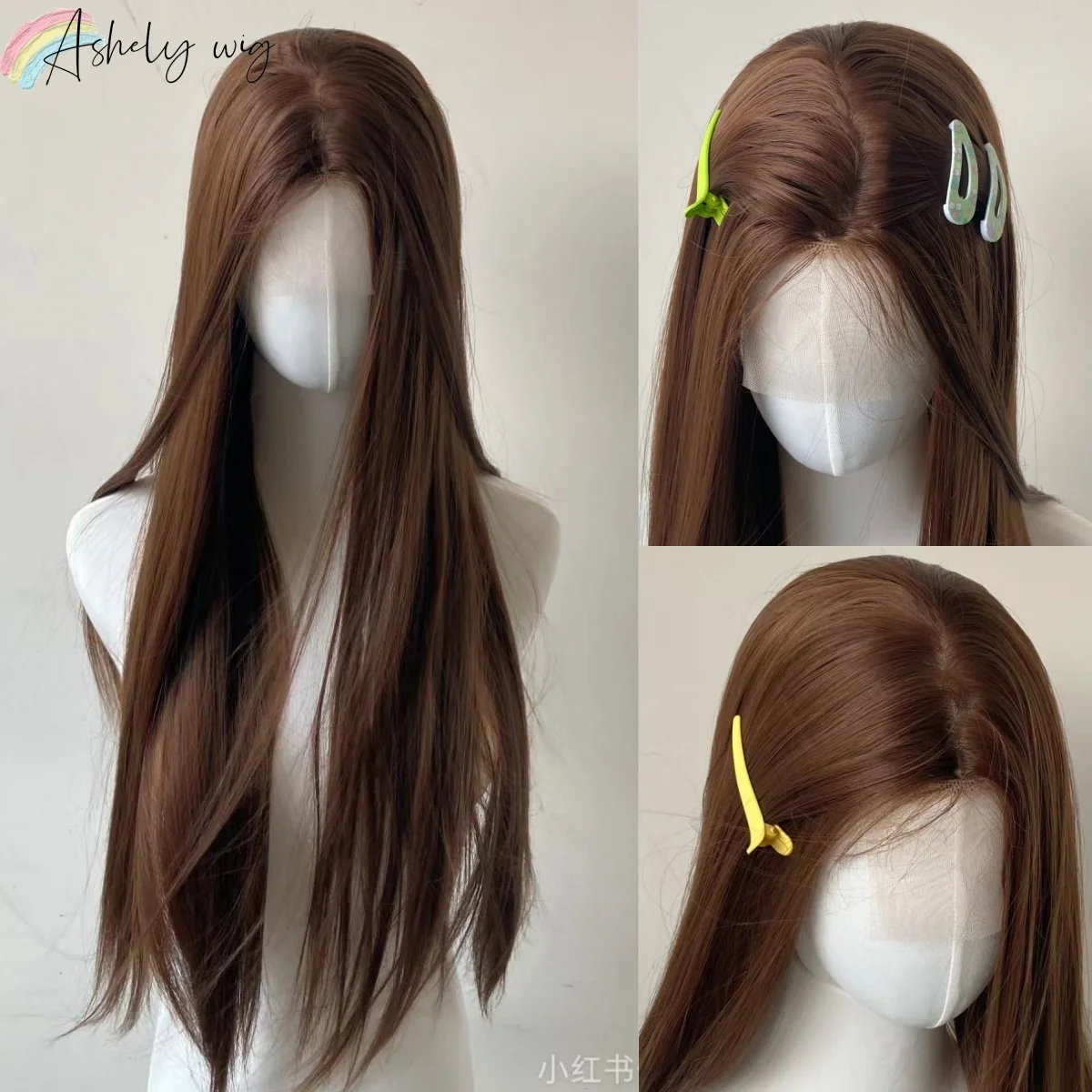 Honey Brown Wig 13x4 Lace Front Wigs Long Straight Haiti Daily Use Wear and Go Front Lace Wig Glueless Synthetic Lace Wigs