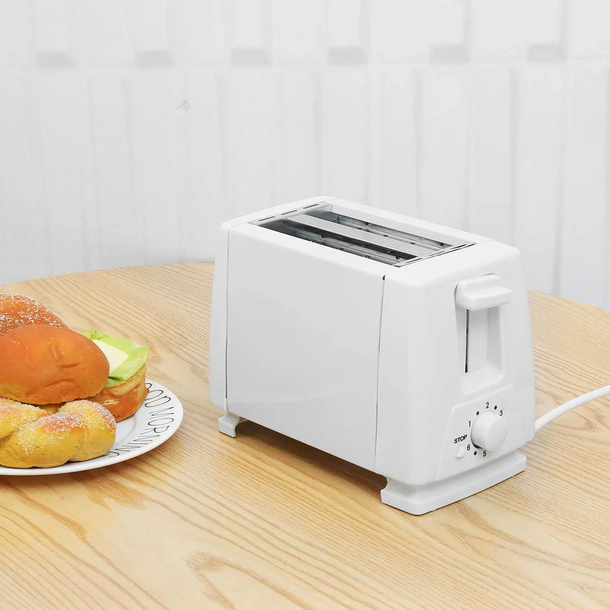 Elektrischer Toaster, Haushalt, elektrisch, automatisch, Brotbackautomat, Frühstücksmaschine, Toast, Sandwich-Grill, Ofen, 2 Scheiben, EU-Pl
