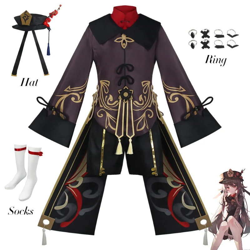 

Womens Genshin Impact Hutao Cosplay Game Hu Tao Cosplay Costume Genshin Impact Cosplay Halloween Party Dress Game Uniform Set