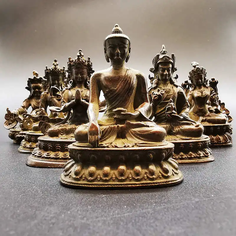 

Bronze Pocket Buddha Status Red Brass Metal Handicrafts Ganyin Medicine Buddha Chinese FO HDC0684