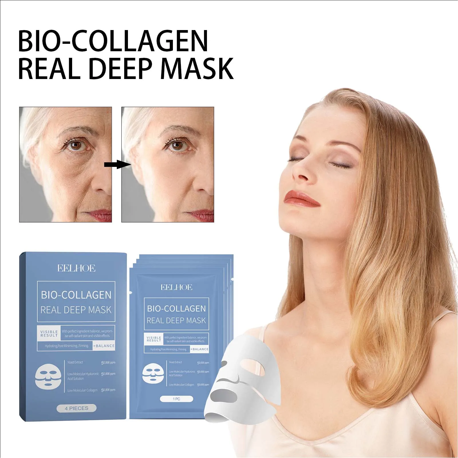 Bio-Collagen Real Deep Mask,Collagen Firming Mask,Collagen Mask For Face,Brightening Complexion, Moisturizing Mask