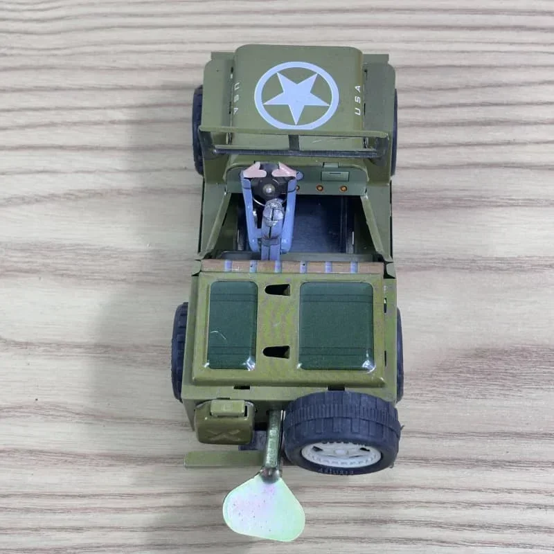 Retro Clockwork Toy Metal Tin Jeep Car Model Mechanical Toy Series Clock Toy Character Model Children's Gift
