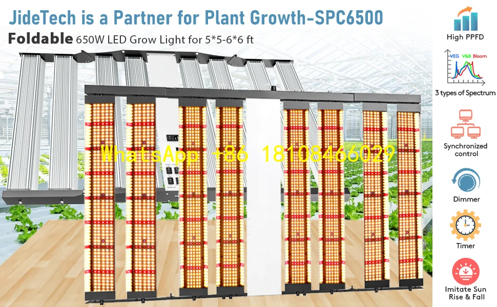 

Coverage Sunlike Grow Lamps for Indoor PlantsLED Grow Light 650W with Full Spectrum Veg & Bloom Dimmer Timer