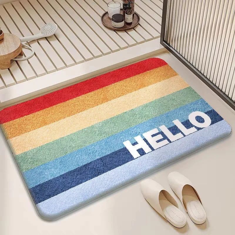 VIKAMA Minimalist Wavy-Edge Doormat for Bedrooms Bathrooms and Balconies—Keeps Feet Cool in Summer and Warm in Winter—Home Decor