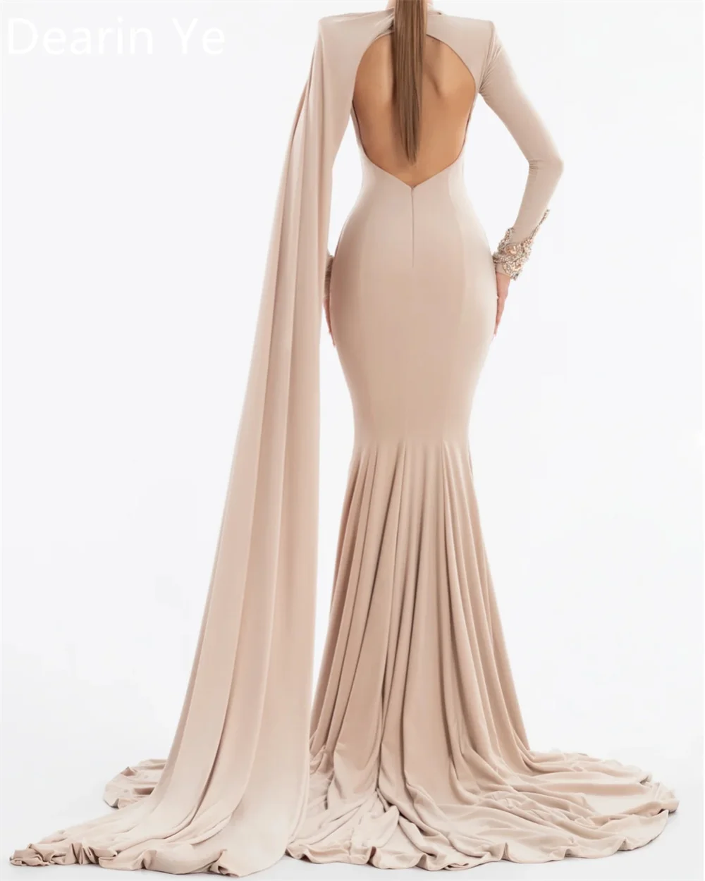 Customized Evening Dress Dearin V-neck Sheath Floor Length Skirts Stole Bespoke Occasion Dresses Formal Saudi Arabia Prom Gown