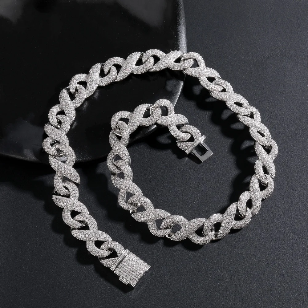 

Cubic Zirconia Endless Cuban Chain Hiphop Necklace Full Paved Bling Zircon Stones Gift For Men Luxury Fashion Exquisite Items