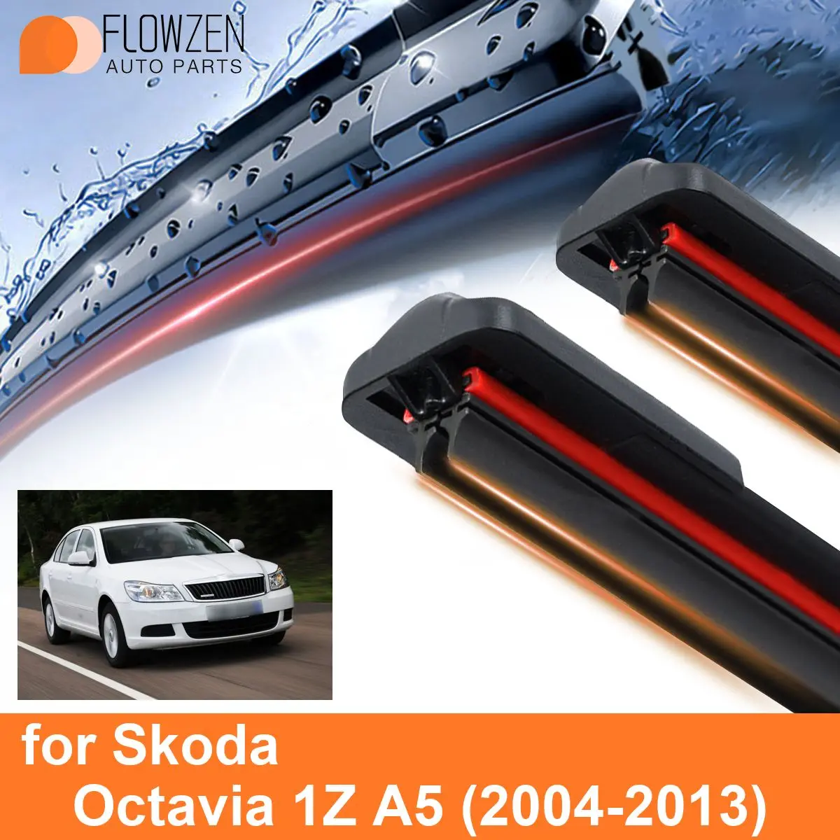 Car Windshield Wiper Blades for Skoda Octavia 1Z A5 Double Rubber Frameless Bracketless WipersSoft Accessories