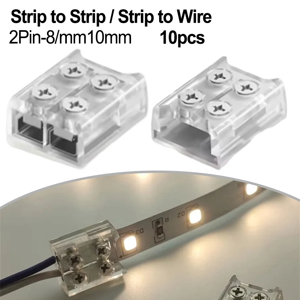 LED Strip Connector Terminal Pack Includes Ten Units for Quick Installations on Both 8MM and 10MM Lighting Solutions