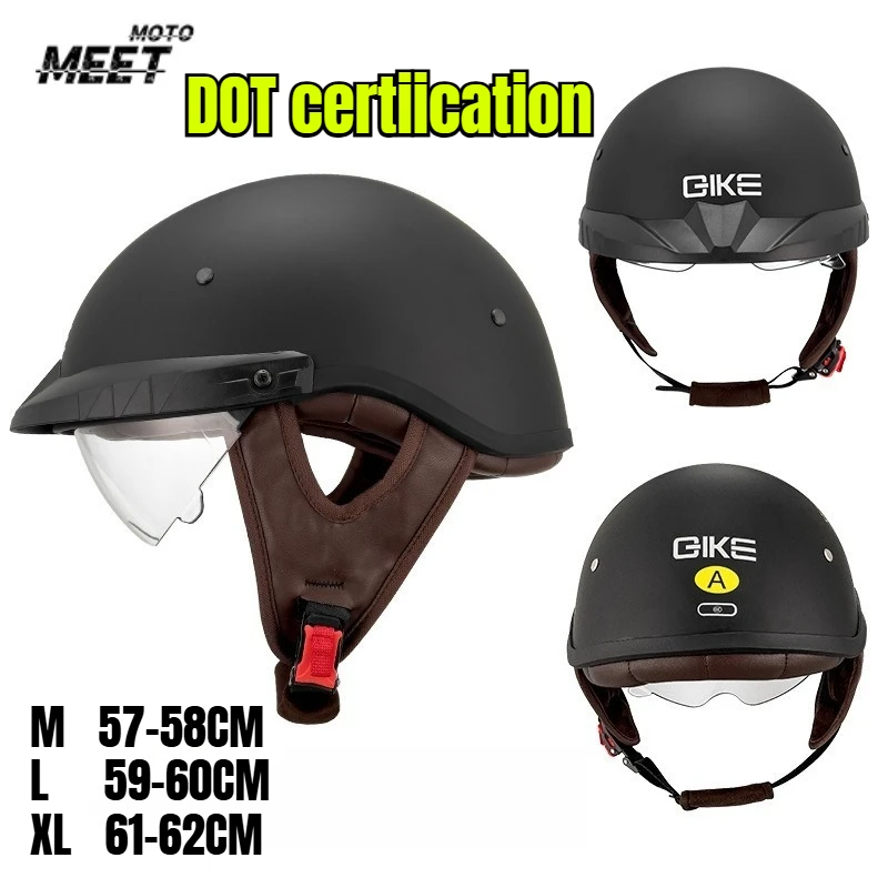 

DOT 3C Certiication Motorcycle Helmet Retro Summer Helmet ABS Lightweight Breathable Lining Adult Half Helmet Casco Capacete