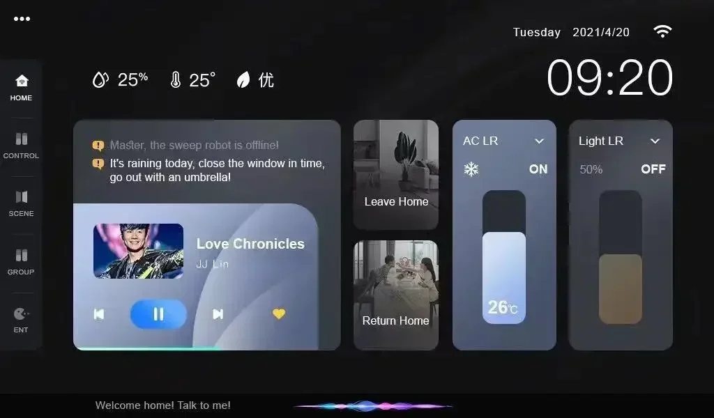 حرفية رائعة مكبرات صوت 4 اتجاهات متعددة الوظائف Tuya Android 8 بوصة لوحة تحكم مركزية مع خلفية موسيقية #1