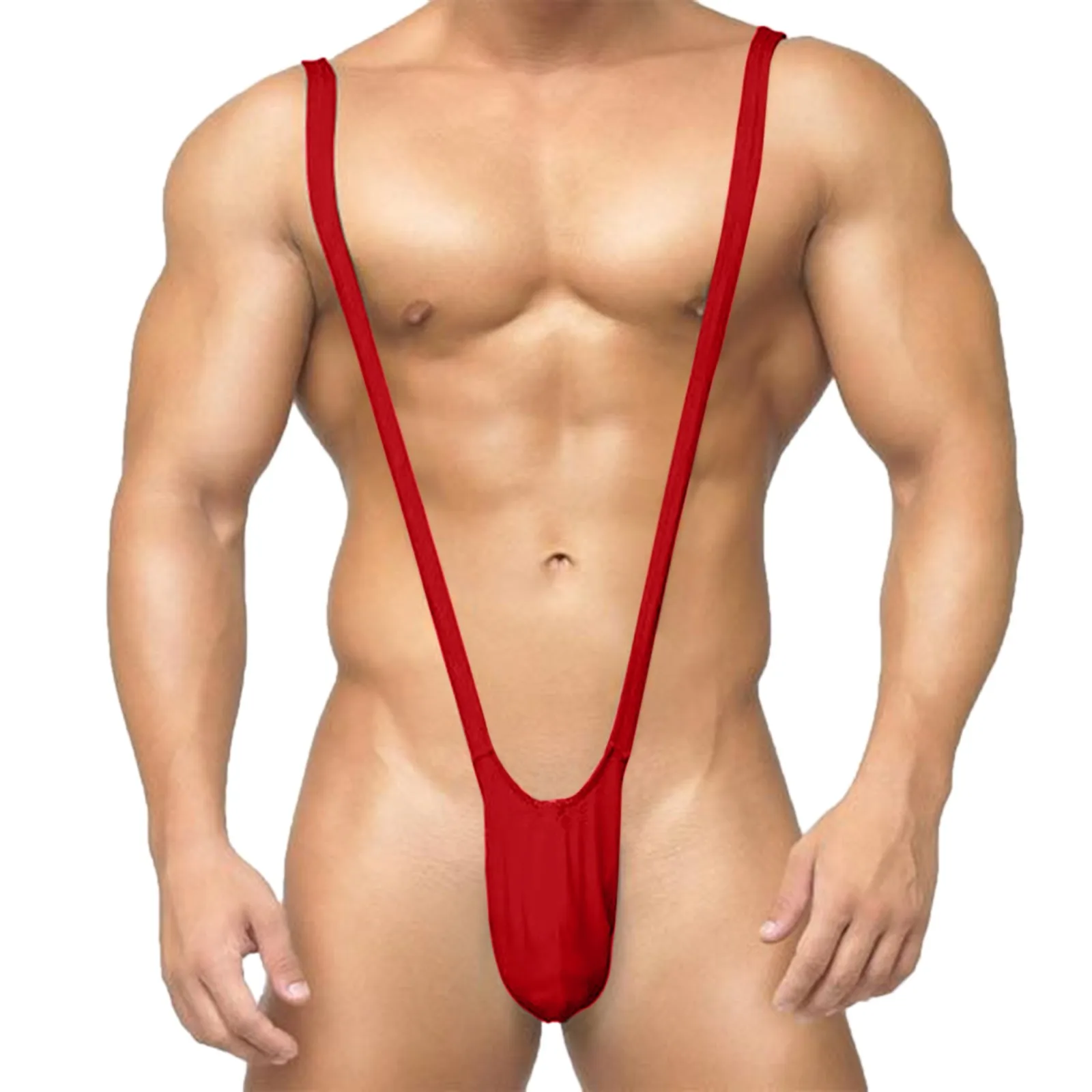 Erotic Swimsuits Thong Underwear Solid Color Deep V-shaped Bodysuit Man One-piece Body Suits T-back Cueca Erotic Underpants