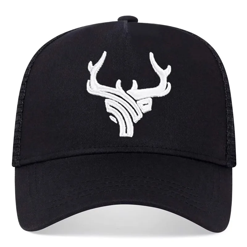 Unisex Animal Antlers Embroidery Baseball Net Caps Spring and Summer Outdoor Adjustable Casual Hats Sunscreen Hat