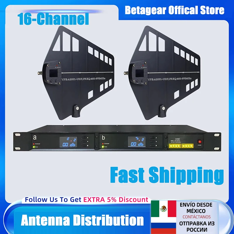 Betagear 16 Groups UHF Antenna Splitter Professional RF Signal Antennas Distribution System 450-970MHZ UA80 Pro Audio Equipment