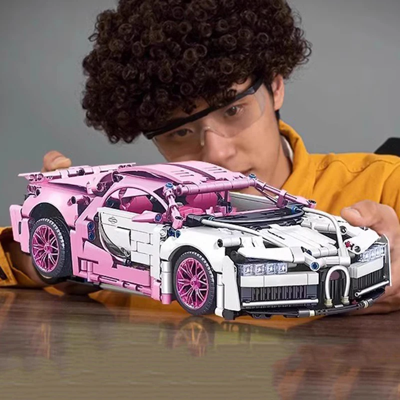 Bloques de construcción Technical Super Car para niños, juguete de ladrillos para armar coche de color rosa 1:14, ideal para regalo de cumpleaños y Navidad, código 1388, piezas