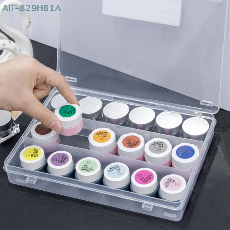 Caja de almacenamiento adhesiva para esmalte de uñas, caja de almacenamiento de joyería dividida, caja de almacenamiento de escritorio transparente de gran capacidad para salón de uñas