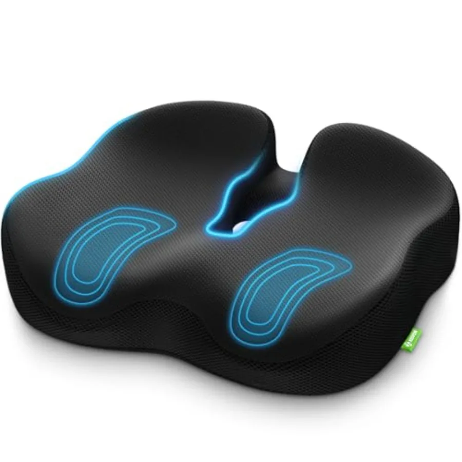 Ergonomic Donut Pillow Seat Cushion for Hemorrhoid and Tailbone Pain Relief, Thick Memory Foam Chair Cushion with Firm Support