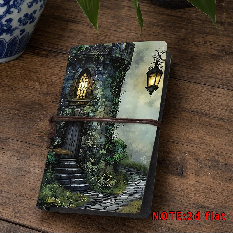 Dark Fantasy Old Stone Tower Notebook Rustic Castle Ivy Landscape Journal Hand‑Tied Notepad Daily Planner Travel Notebook for Me