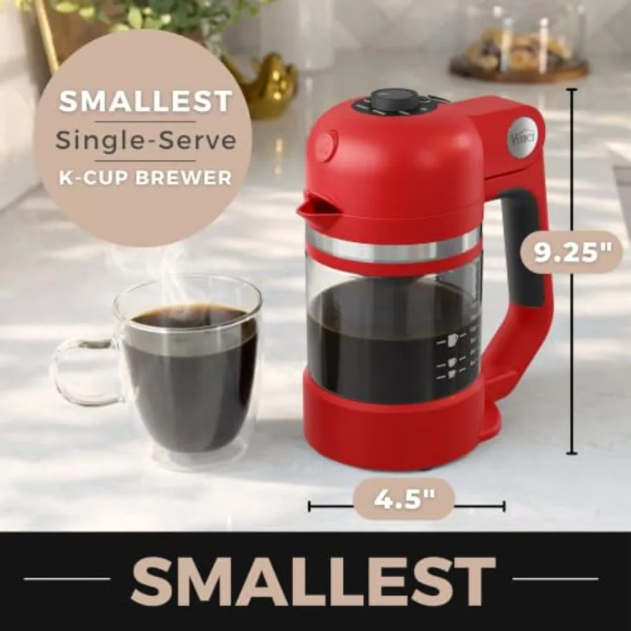 Micro Cafe Brewer Compact Coffee Maker for K-Cups Grounds Red compact design, durable plastic, vibrant red, dual-brew versatili