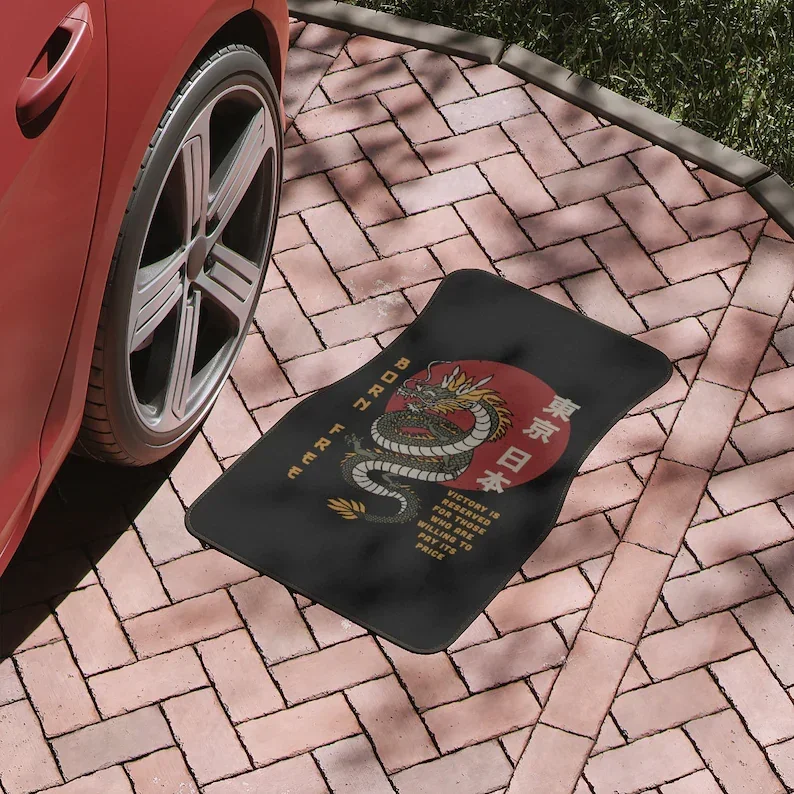 Japanese dragon car floor mat, cute car accessories for teens, chinese dragon, born free, victory, japanese kanji, japanese writ