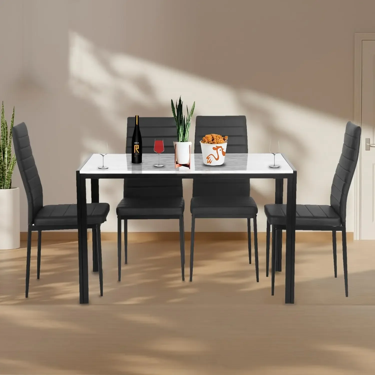 

y Dining Table Set Dining Room Set for Small Spaces Kitchen Table and Chairs for 4 Table with Chairs Home Furniture Rect