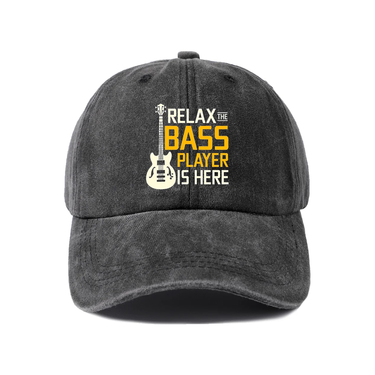 Bass Player Quote Graphic Baseball Cap, Vintage Washed Adjustable Unisex Dad Hat, Casual Gift