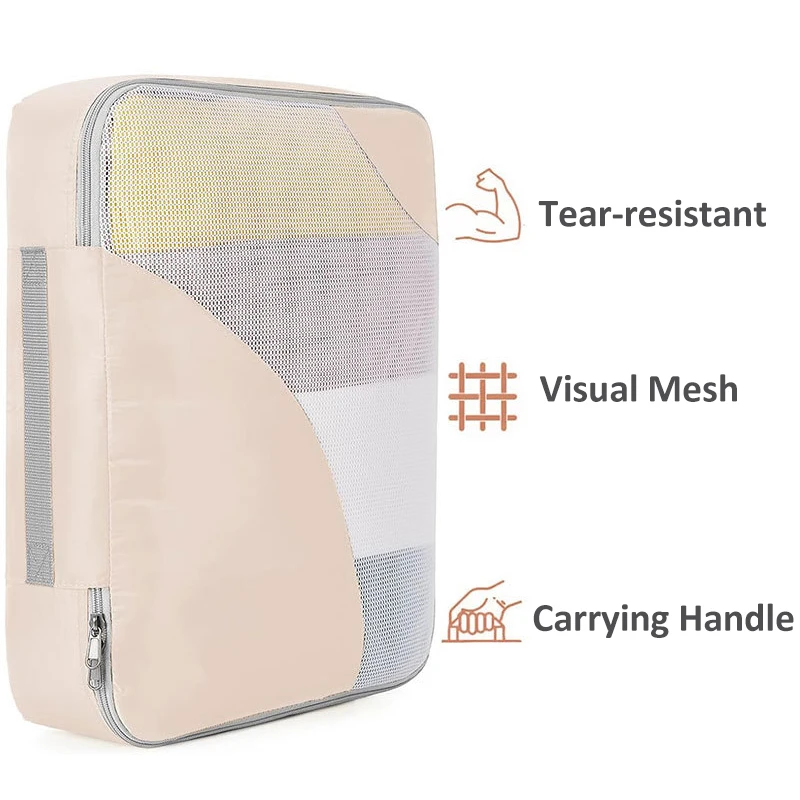 Good Quality 8 Pieces Suitcase Organizer Pouch Visual Mesh Packing Cubes Tear-resistant Clothing Storage Bags with Toiletry Bag