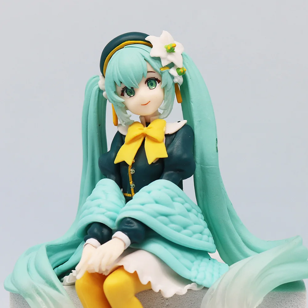 Anime Lily Fairy Hatsune Miku Sitting posture Q Version Action Figure PVC Model Statue Desk Decor doll Toy Collect Gifts boxed