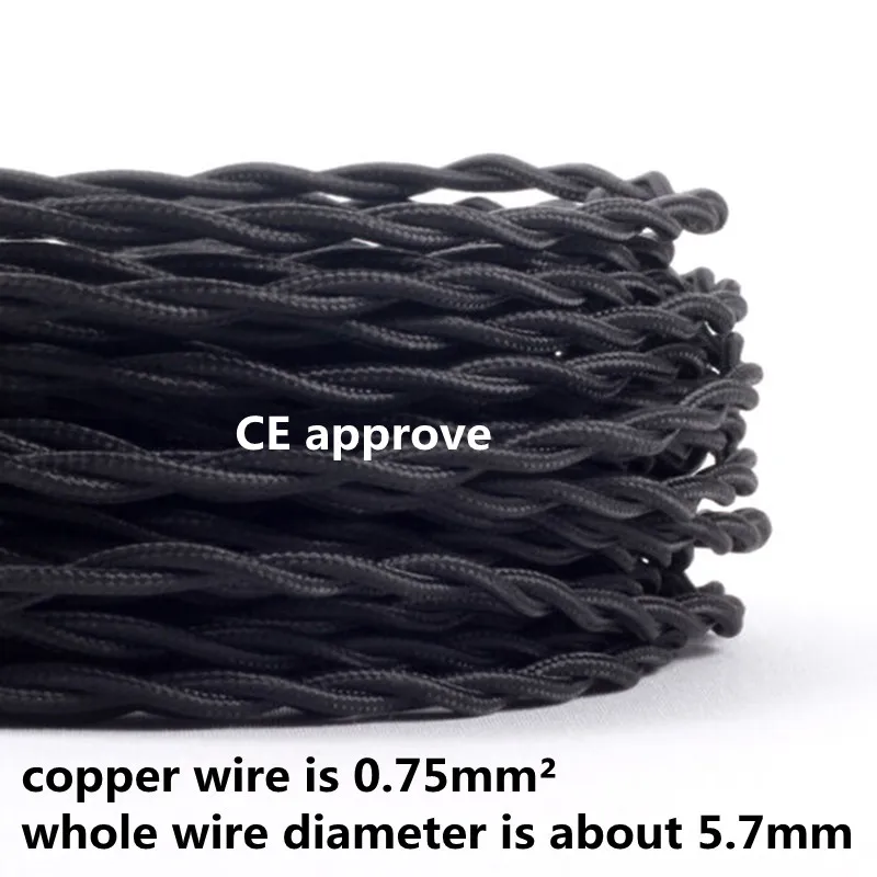 2 Core 3 Core 0.75mm Vintage Woven Textile Electrical Wire Retro Color Twist Braided Flex Power Cable Edison Electric Lamp Cord