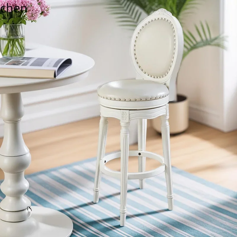 DSA High Bar Stool Solid Wood Bar Chair Stool High Stool Retro Home Use with Backrest